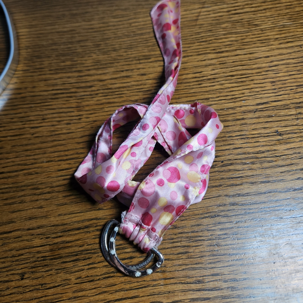 Pink Polka Dot Belt with Silver Buckle